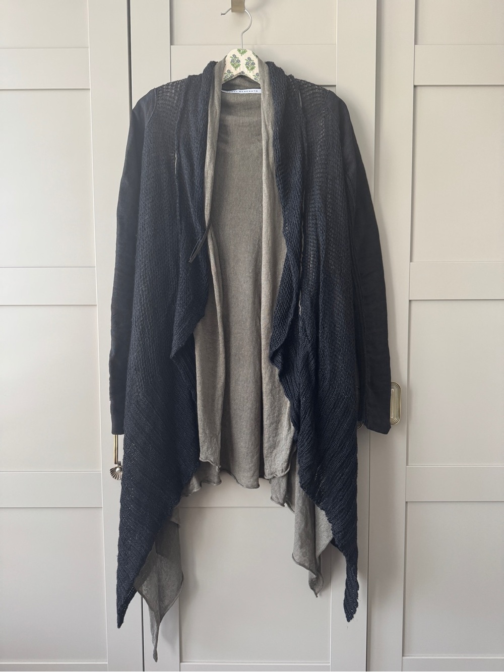 Isabel Benenato Asymmetrical Linen Flax Avant Garde Cardigan Knit Made in Italy
